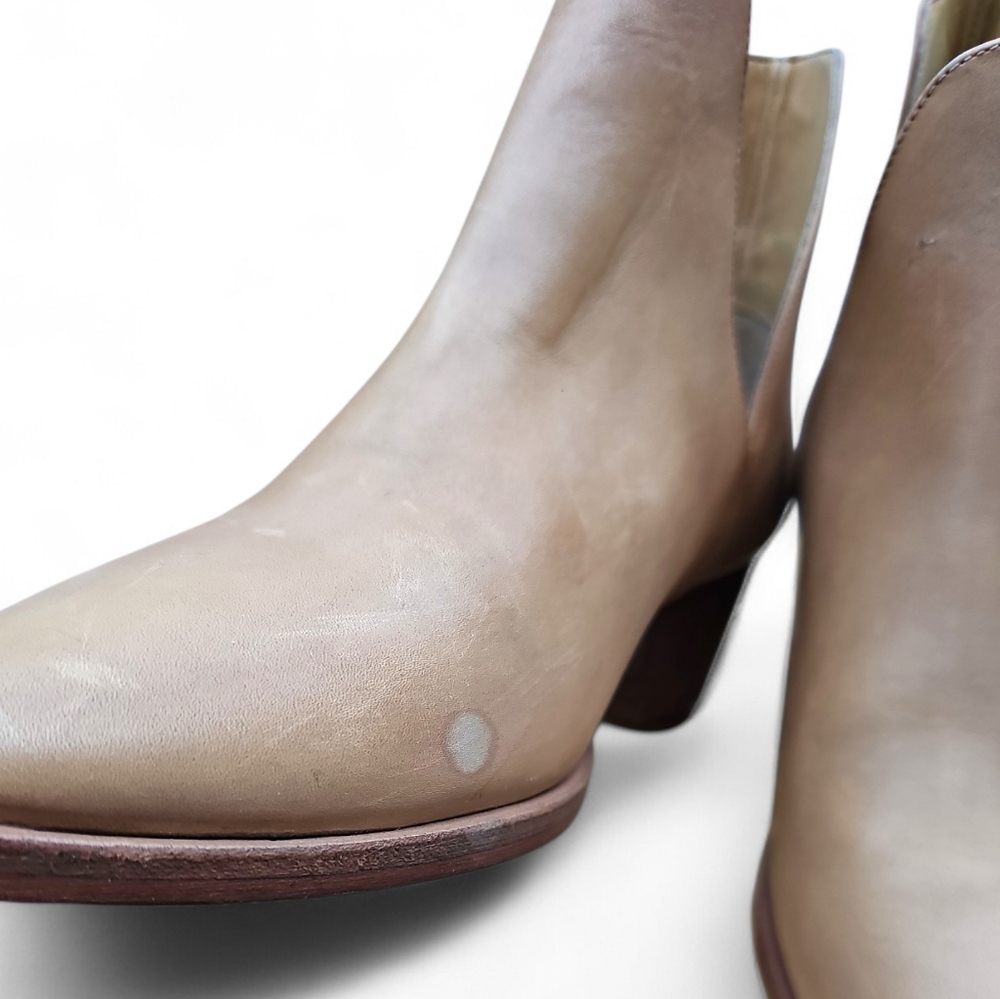 Free People Tan Leather Ankle Boots Size 9.5 - Picture 6 of 11